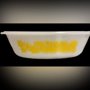 Glasbake Yellow Daisy Oval Casserole Dish Ovenware, Serving Dish